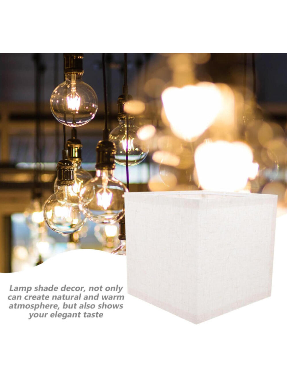 2 pk Square Beige Fabric Lampshade 6.5x6.5 in Replacement for Table & Floor Lamp
